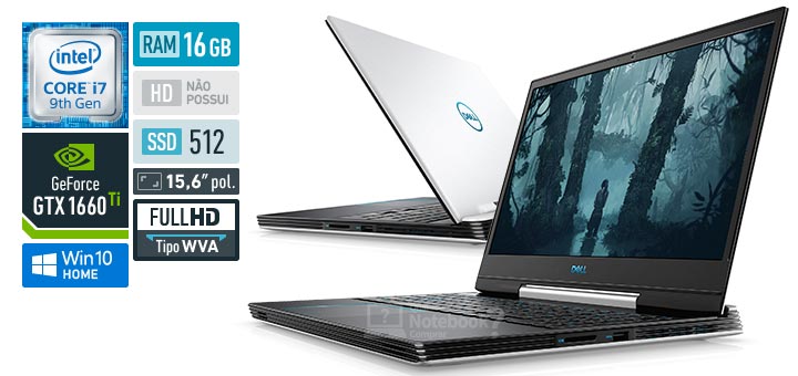 Dell G5 15 5590-M70B com i7-9750H, GeForce GTX 1660Ti, SSD 512 GB