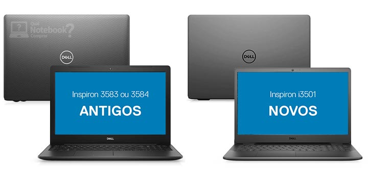 Dell Inspiron 15 3000 comparativo antigos 3583 e 3584 com novos i3501 design e acabamento