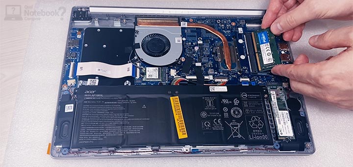 Review Acer Aspire 3 A514-53 aberto pecas componentes upgrades placa-mae parte interna