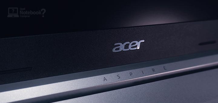 Unboxing Acer Aspire 3 A514-53 dobradica centralizada logotipo detalhe design