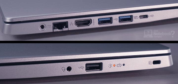 Unboxing Acer Aspire 3 A514-53 portas conexoes entradas saidas USB-C HDMI