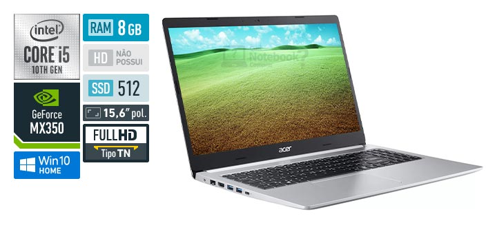 Acer Aspire 5 A515-55G-53QD Core i5 10th RAM 8 GB SSD 512 GB Nvidia GeForce MX 350 Full HD Windows 10