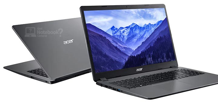 Acer Aspire 3 A315-56 Cinza escuro design visual acabamento