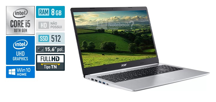 Acer Aspire 5 A515-55-534P Intel Core i5 10th RAM 8 GB SSD 512 GB Full HD TN