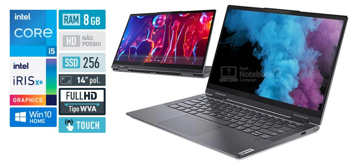 Lenovo Yoga 7i 82LW0000BR Intel Core i5 11th RAM 8 GB SSD 256 GB 14 Full HD WVA Touchscreen