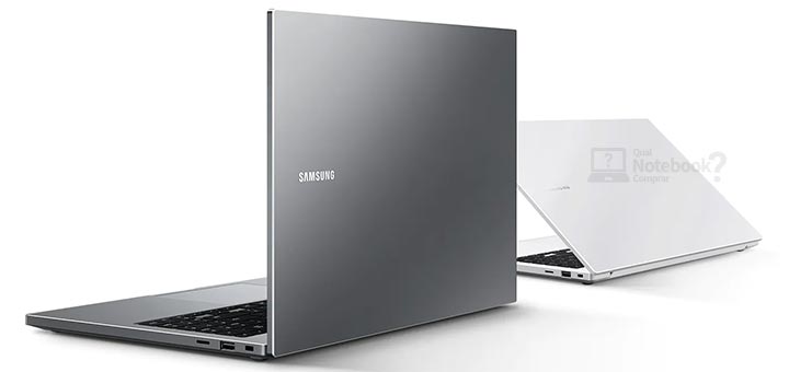 Samsung Book 2021 design acabamento visual cores chumbo branco