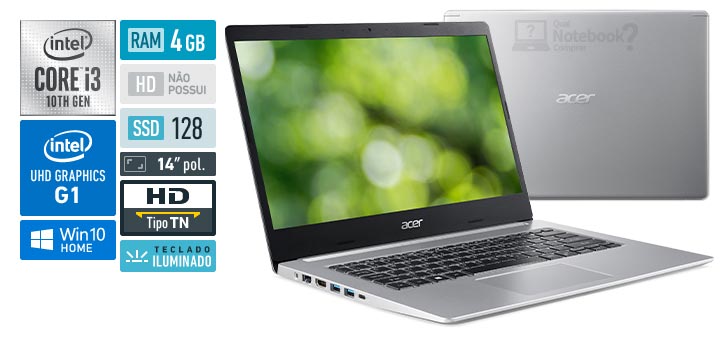 Acer Aspire 5 A514-53-31PN Intel Core i3 10th RAM 4 GB SSD 128 GB 14 polegadas Office 365