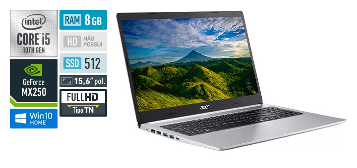 Acer Aspire 5 A515-54G-52C1 Intel Core i5 10th RAM 8 GB SSD 512 GB Nvidia GeForce MX 250
