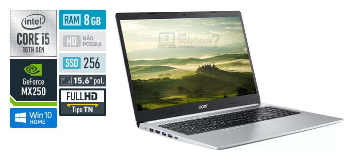 Acer Aspire 5 A515-54G-53XP Intel Core i5 10th RAM 8 GB SSD 256 GB Nvidia GeForce MX250 15 Full HD TN
