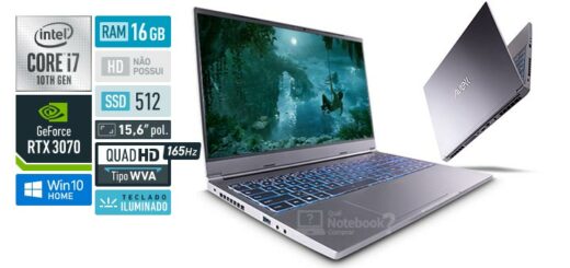 Avell LIV A72 299763 Intel Core i7 10th RAM 16 GB SSD 512 GB Nvidia GeForce RTX 3070 Quad HD WVA 165 Hz Windows 10