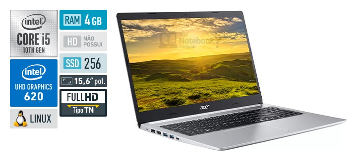 Acer Aspire 5 A515-54-557C Intel Core i5 10th RAM 4 GB SSD 256 GB 15 Full HD TN