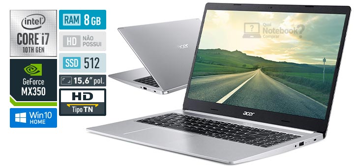 Acer Aspire 5 A515-55G-74U5 Intel Core i7 10th RAM 8 GB SSD 512 GB Nvidia GeForce MX350