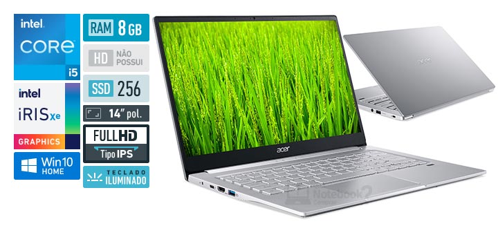 Acer Swift 3 SF314-59-51RB Intel Core i5 11th RAM 8 GB SSD 256 GB Intel Iris Xe Graphics 14 Full HD IPS