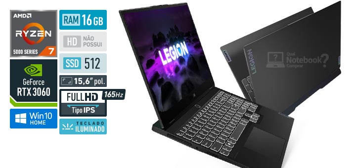 Lenovo Legion Slim 7 82K80015BR Ryzen 7 RAM 16 GB SSD 512 GB GeForce RTX 3060 Full HD IPS 165 Hz