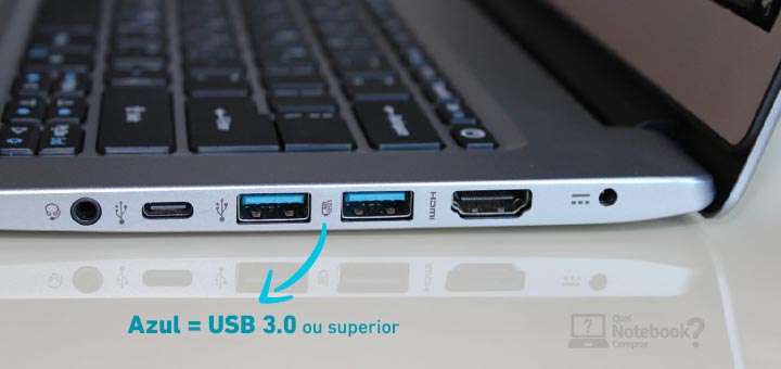 USB tipo A com conector porta azul maior velocidade