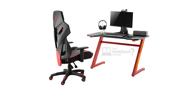 cadeira gamer ergonomica mesa headset tela confortavel