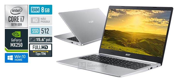 Acer Aspire 5 A515-54G-79Q0 Intel Core i7 10th RAM 8 GB SSD 512 GB Nvidia GeForce MX 250 Full HD TN
