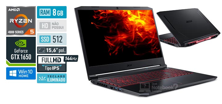 Acer Aspire Nitro 5 AN515-44-R54Q AMD Ryzen 5 RAM 8 GB SSD 512 GB Nvidia GeForce GTX 1650 Full HD IPS 144 Hz
