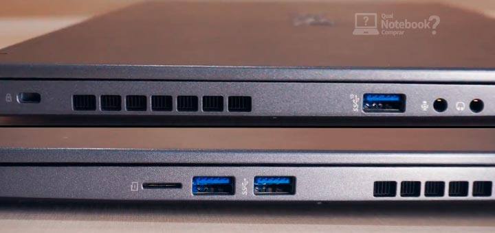 Unboxing Avell LIV A72 RTX 3060 USB HDMI trava de seguranca lado esquerdo e direito