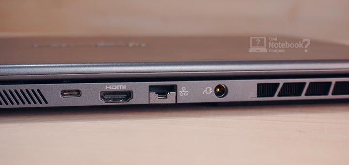 Unboxing Avell LIV A72 RTX 3060 parte traseira saida USB-C HDMI RJ-45