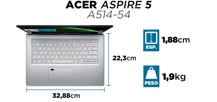 Unboxing notebook Acer Aspire 5 A514-54-368P tamanho peso altura dimensao profundidade