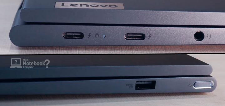 Unboxing ultrafino premium Lenovo Yoga 7i 82LW0001BR conexoes USB C Thunderbolt