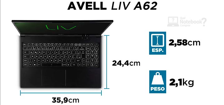 review Avell LIV A62 293822 tamanho