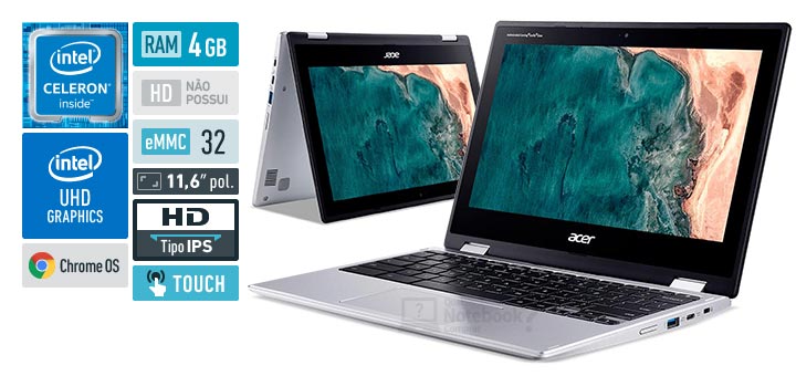 Acer Chromebook Spin 311 CP311-2H-C78J Intel Celeron RAM 4 GB eMMC 32 GB HD IPS Chrome OS