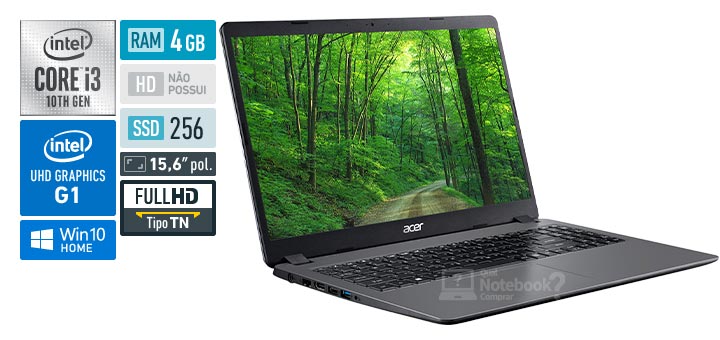 Acer Aspire 3 A315-56-356Y Intel Core i3 10th RAM 4 GB SSD 256 GB UHD Graphics G1 Full HD TN