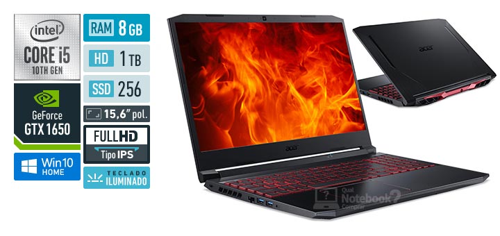 Acer Aspire Nitro 5 AN515-55-54L9 Intel Core i5 10th RAM 8 GB SSD 256 GB HDD 1 TB Nvidia GeForce GTX 1650 Full HD IPS