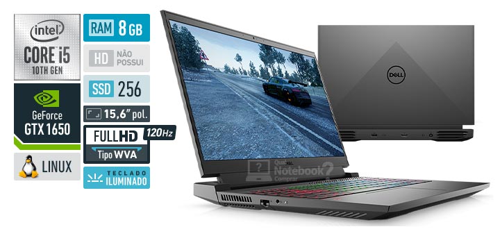 Dell G15 i1000-U10P Intel Core i5 10th RAM 8 GB SSD 256 GB Nvidia GeForce GTX 1650 Full HD WVA 120 Hz Linux