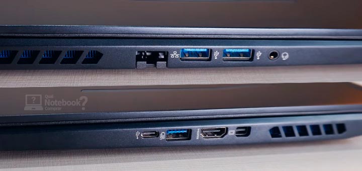 Unboxing notebook Acer Predator Helios 300 PH315-53 portas e conexoes