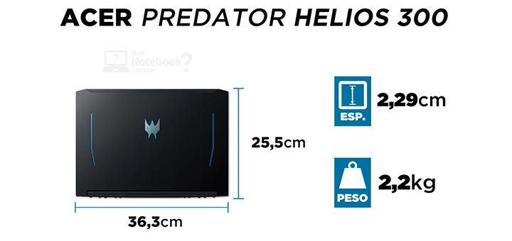 Unboxing notebook Acer Predator Helios 300 PH315-53 tamanho e peso