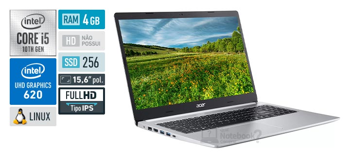 Acer Aspire 5 A515-54-5526 Intel Core i5 10th RAM 4 GB SSD 256 GB Full HD IPS Linux