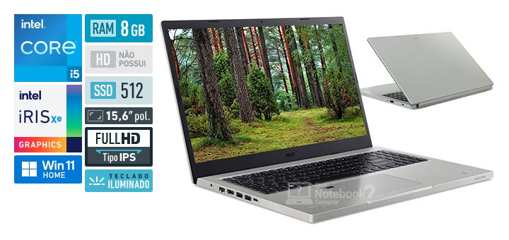 Acer Aspire Vero AV15-51-583D Intel Core i5 11th RAM 8 GB SSD 512 GB Iris Xe Graphics Full HD IPS