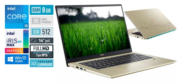 Acer Swift 3X SF314-510G-534R Intel Core i5 11th RAM 8 GB SSD 512 GB Full HD IPS