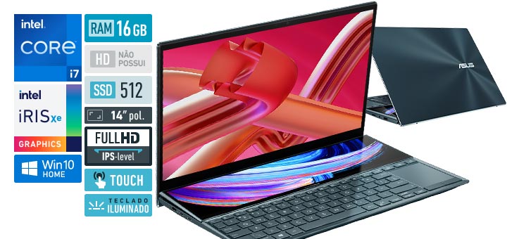 ASUS ZenBook Duo 14 UX482EA-KA214T Intel Core i7 11th RAM 16 GB SSD 512 GB 14 Full HD IPS Level Touch Screen