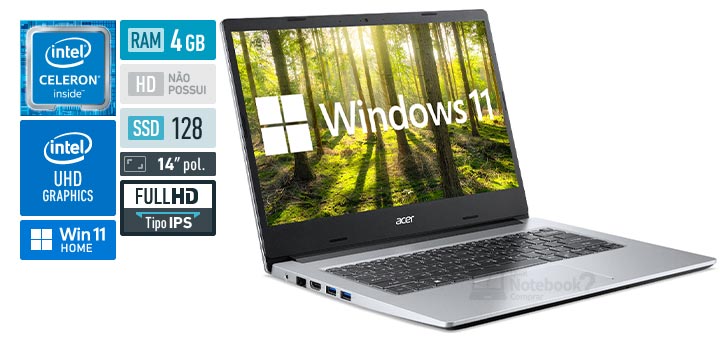 Acer Aspire 3 A314-35-C7E8 Intel Celeron RAM 4 GB SSD 128 GB Full HD IPS Windows 11