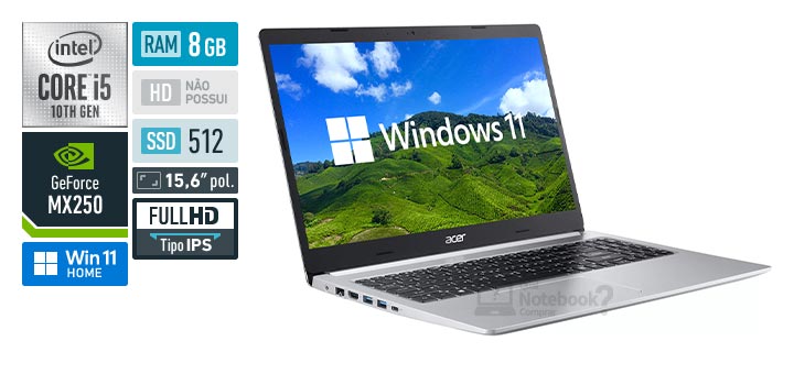 Acer Aspire 5 A515-54G-52FY Intel Core i5 10th RAM 8 GB SSD 512 GB Nvidia GeForce MX250 Full HD IPS Windows 11