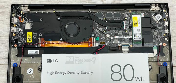 LG gram desmontado modelo com bateria 80 wh