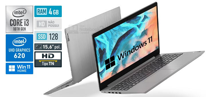 Lenovo IdeaPad 3i 82BS000LBR Intel Core i3 10th RAM 4 GB SSD 128 GB HD TN Windows 11