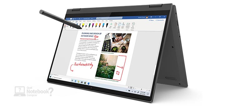 Notebook Lenovo Ideapad Flex 5i modelo com caneta