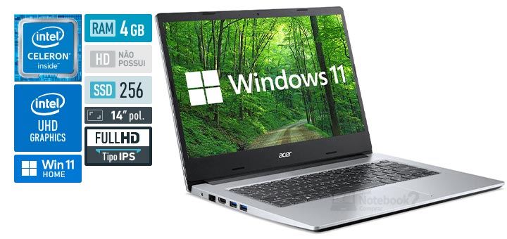 Acer Aspire 3 A314-35-C6RA Intel Celeron RAM 4 GB SSD 256 GB Full HD IPS Windows 11
