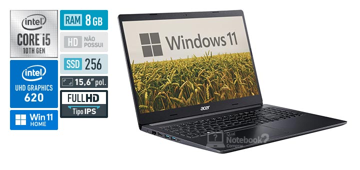 Acer Aspire 5 A515-54-505Q Intel Core i5 10th RAM 8 GB SSD 256 GB Full HD IPS Windows 11