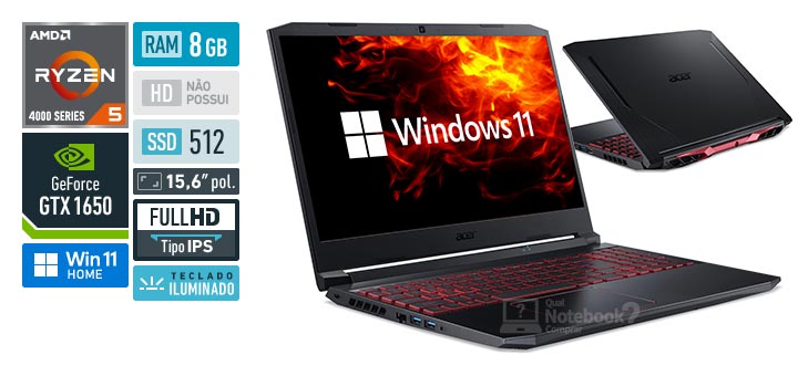 Acer Aspire Nitro 5 AN515-44-R0EU AMD Ryzen 5 RAM 8 GB SSD 512 GB Nvidia GeForce GTX 1650 Full HD IPS Windows 11