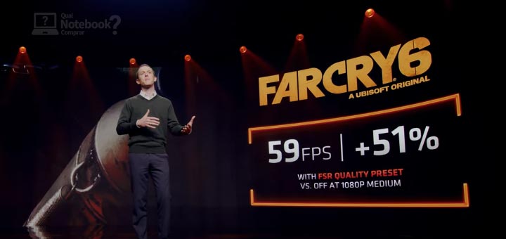 Novidades notebooks CES 2022 AMD benchmark desempenho em games Far Cry 6