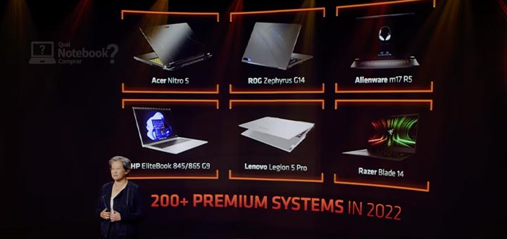 Novidades notebooks CES 2022 AMD parcerias grandes fabricantes mais de 200 modelos premium
