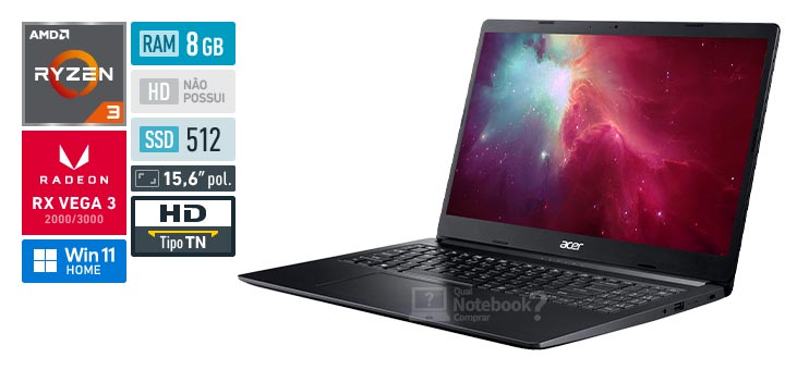 Acer Aspire 3 A315-23-R5DQ AMD Ryzen 3 RAM 8 GB SSD 512 GB Radeon RX Vega 3 Windows 11