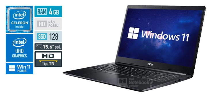Acer Aspire 3 A315-34-C9WH Intel Celeron RAM 4 GB SSD 128 GB UHD Graphics HD TN Windows 11