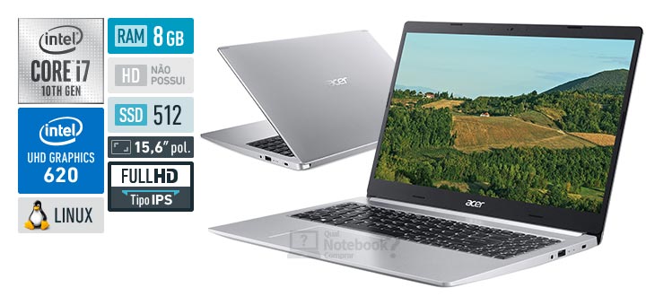 Acer Aspire 5 A515-54-76NA Intel Core i7 10th RAM 8 GB SSD 512 GB Full HD IPS Linux